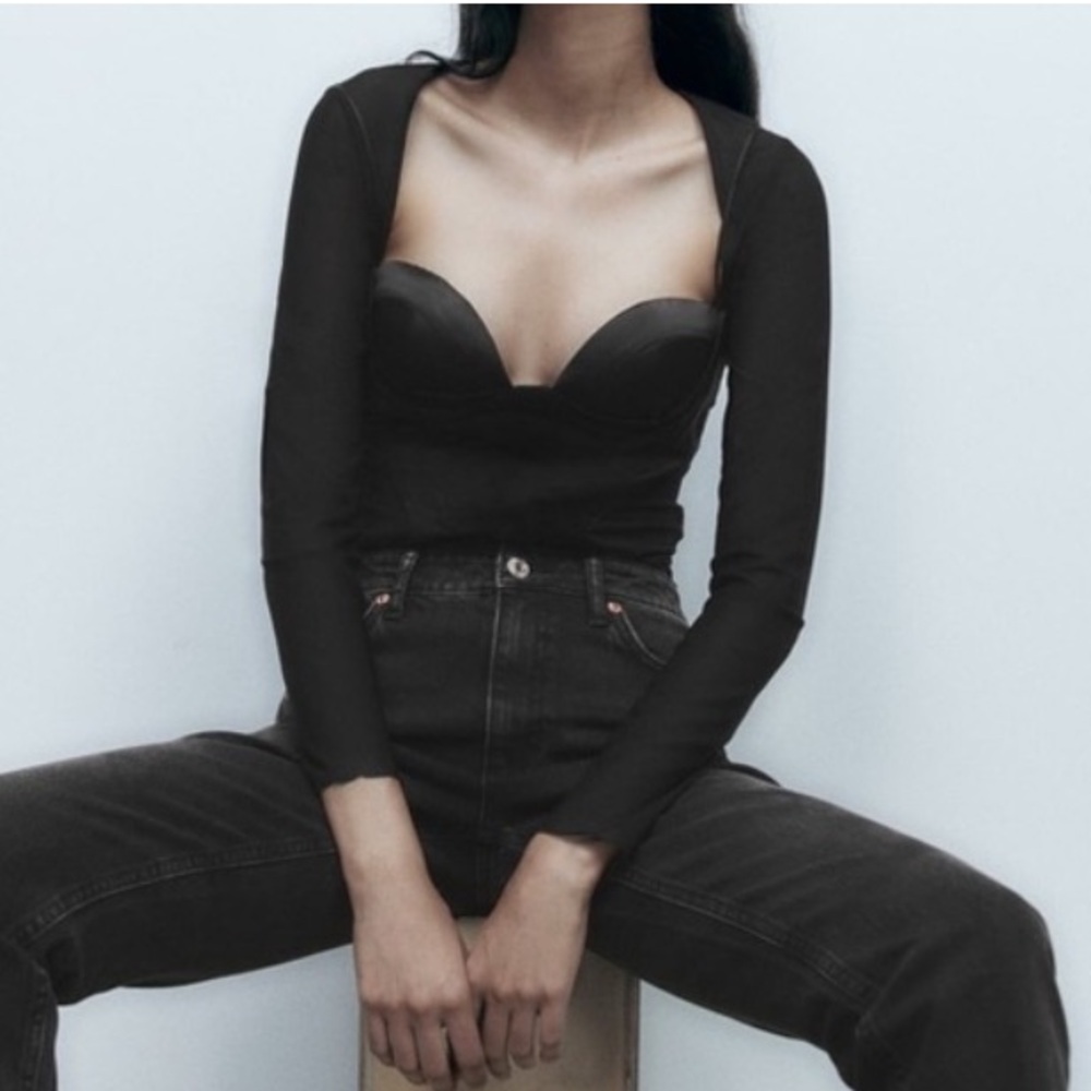Zara Black Long Sleeve Bodysuit